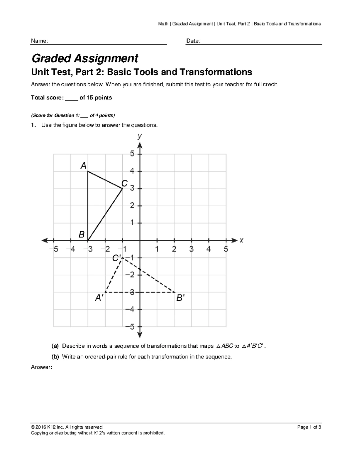 8084942 - Math Unit Test, Part 2: Basic Tools & Transformations - Studocu