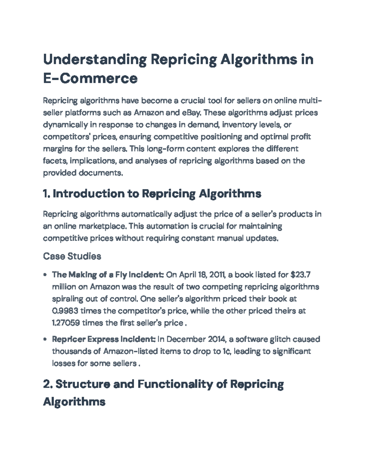 Understanding Repricing Algorithms in E-Commerce Dynamics (ECO-301 ...
