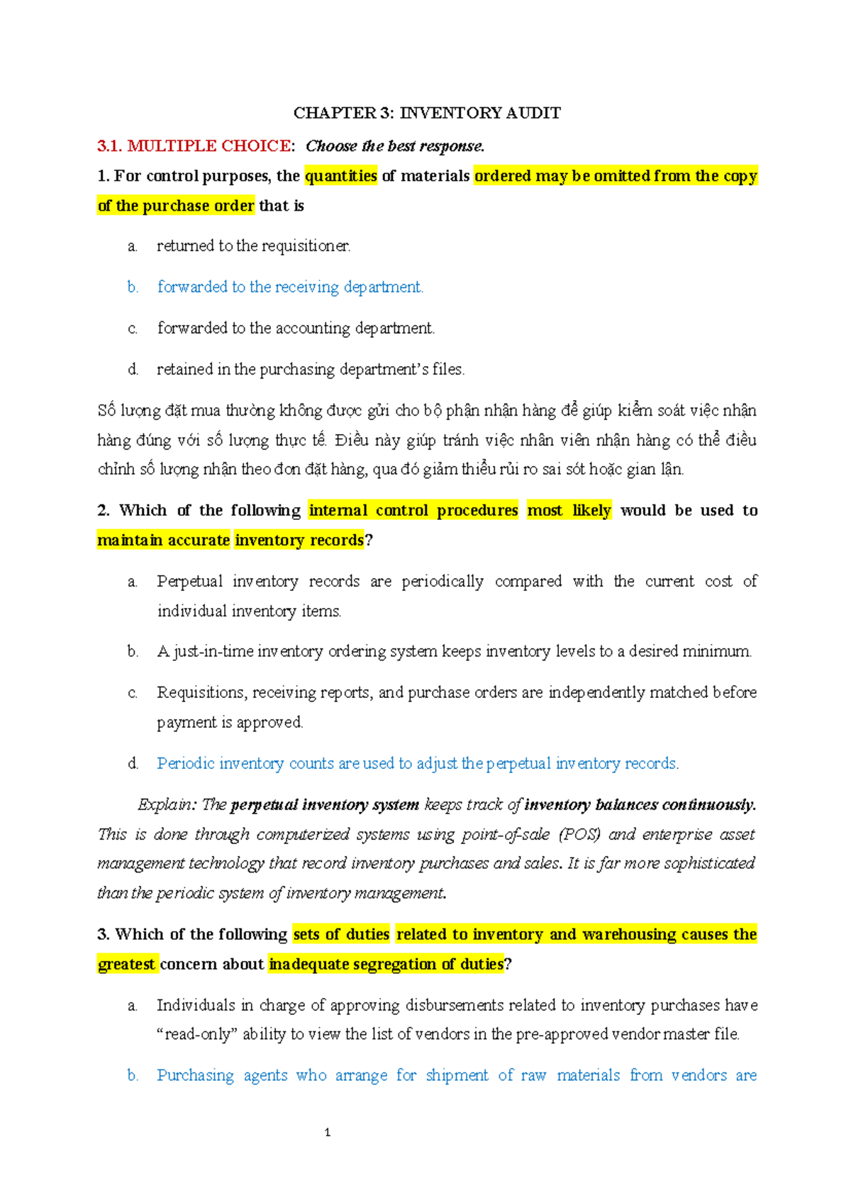 CHAPTER 3: INVENTORY AUDIT - Q - Do Minh Thu - Studocu
