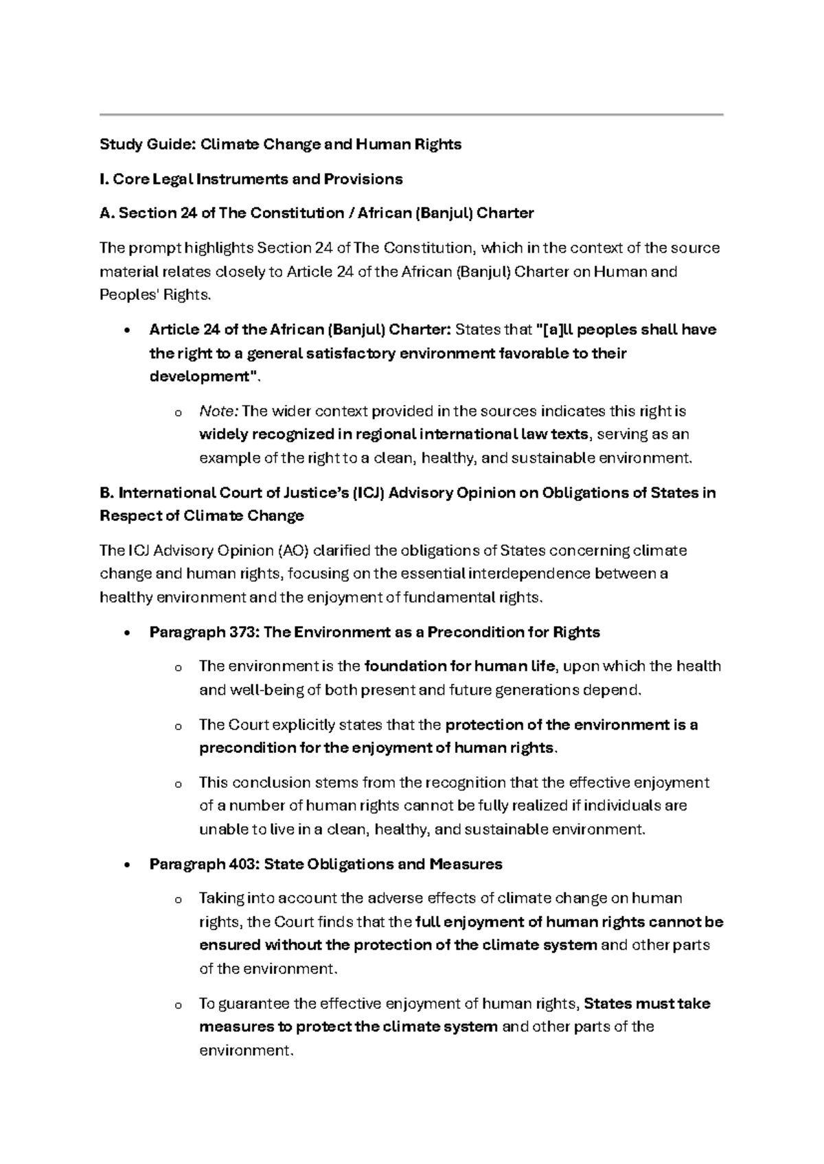 Study Guide: Climate Change Law and Human Rights (Course Code: CCL 101 ...