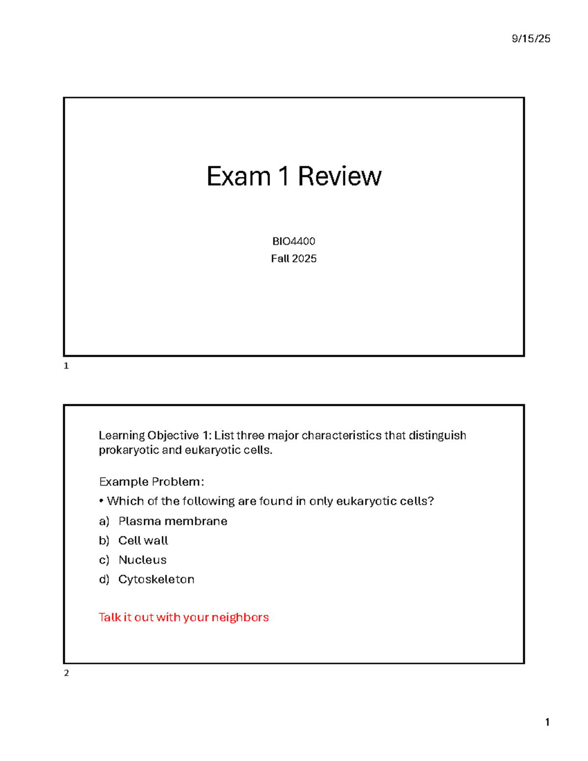 BIO4400 Exam 1 Review Guide - Fall 2025 - Studocu