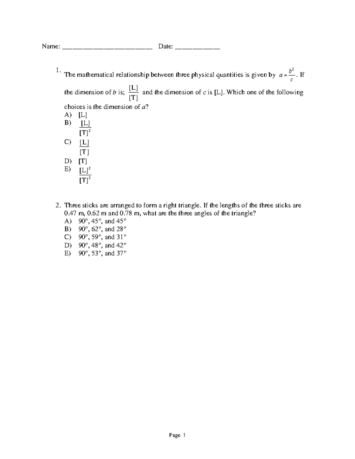 Sample 1511 Test 1 Solutions - Spring 2025 Physics Exam - Studocu