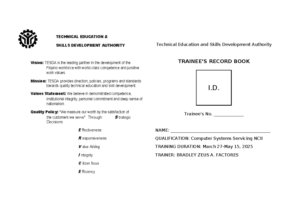 TRB for Trainers: Methodology in Computer Systems Servicing NCII - Studocu