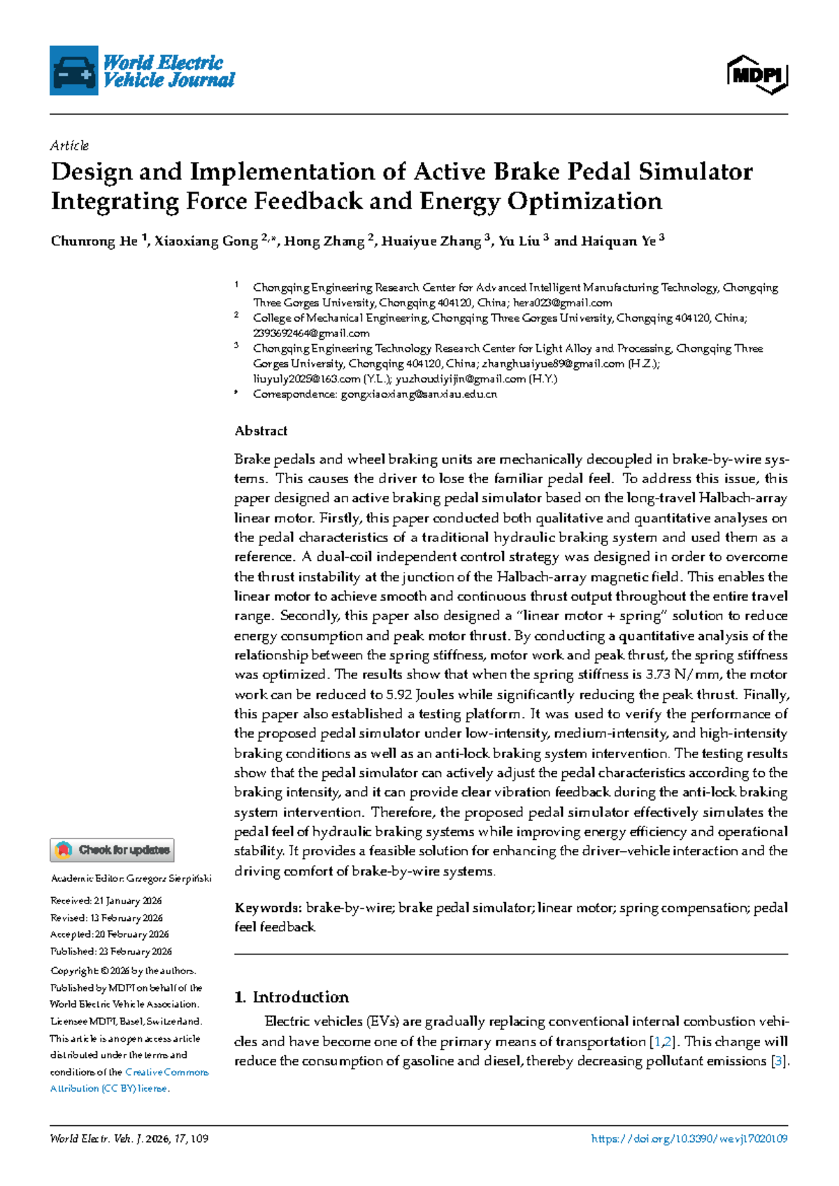 Design and Implementation of Active Brake Pedal Simulator (ENGR 404 ...