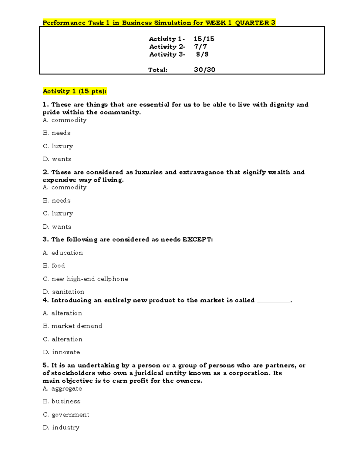 PT1 Business Simulation SY24-25 - Performance Task 1 in Business ...