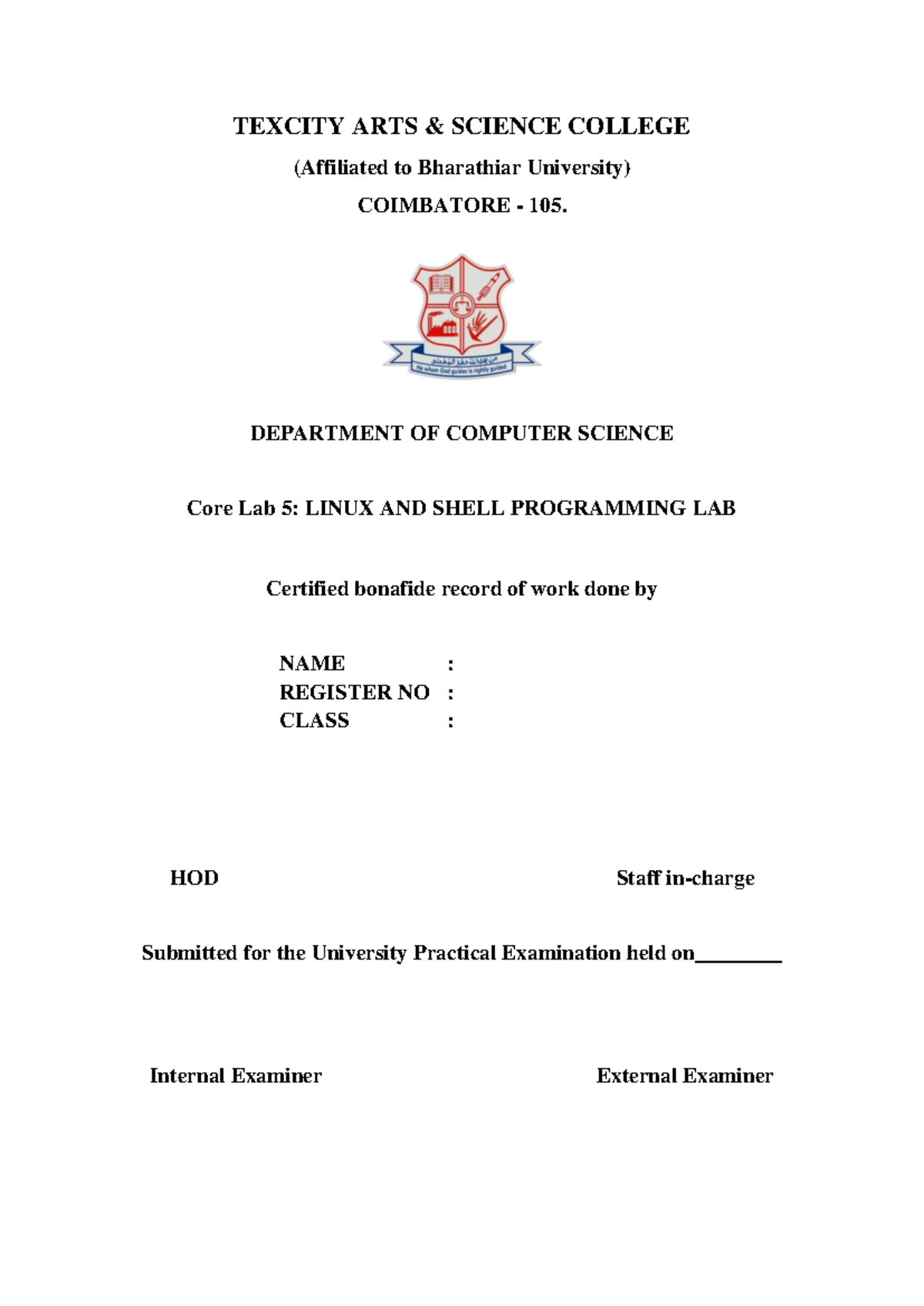 II CS - IV Sem - Linux & Shell Programming Lab Report - Studocu