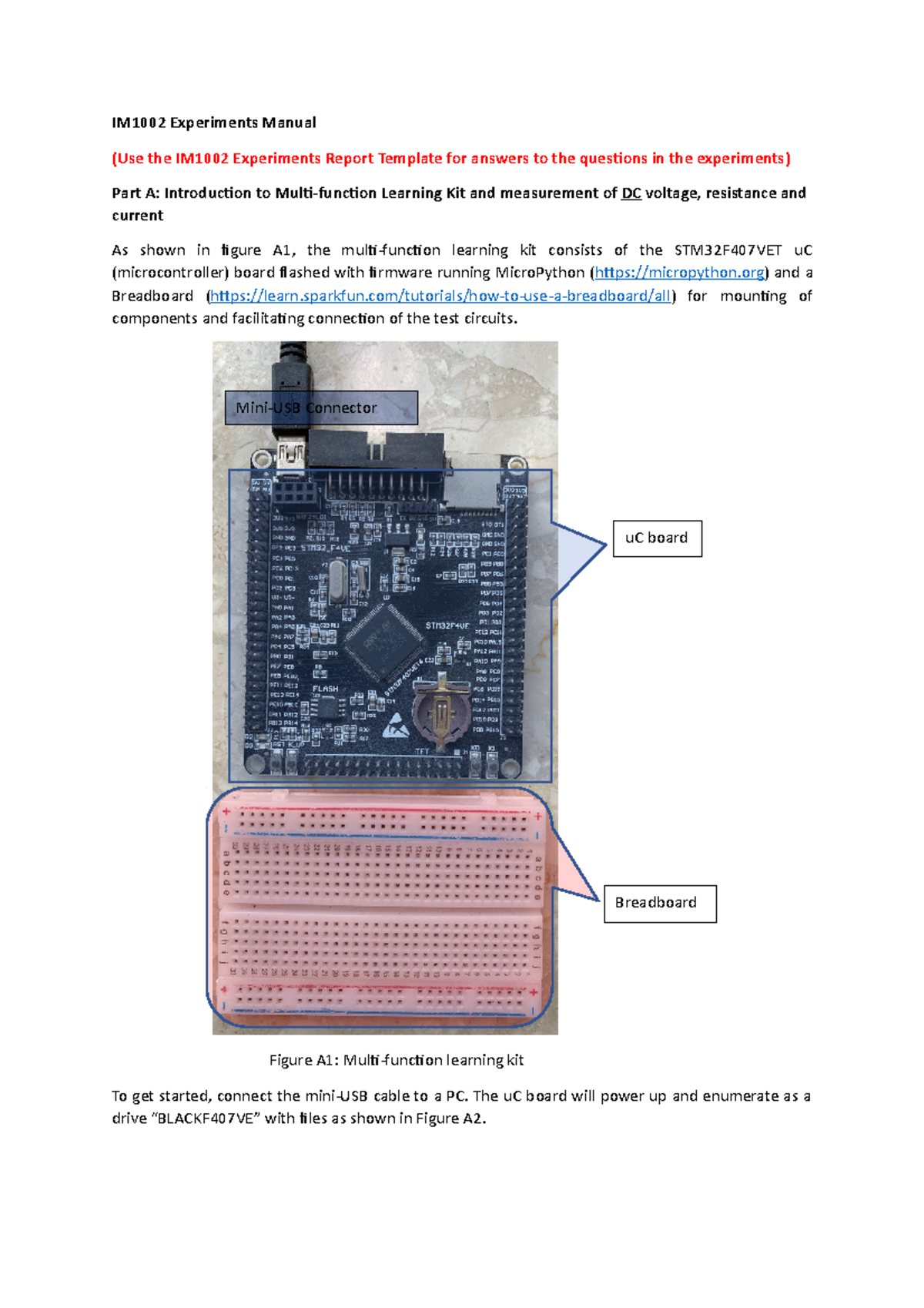 IM1002 Experiments Manual - Ver2 - IM1002 Experiments Manual (Use the ...