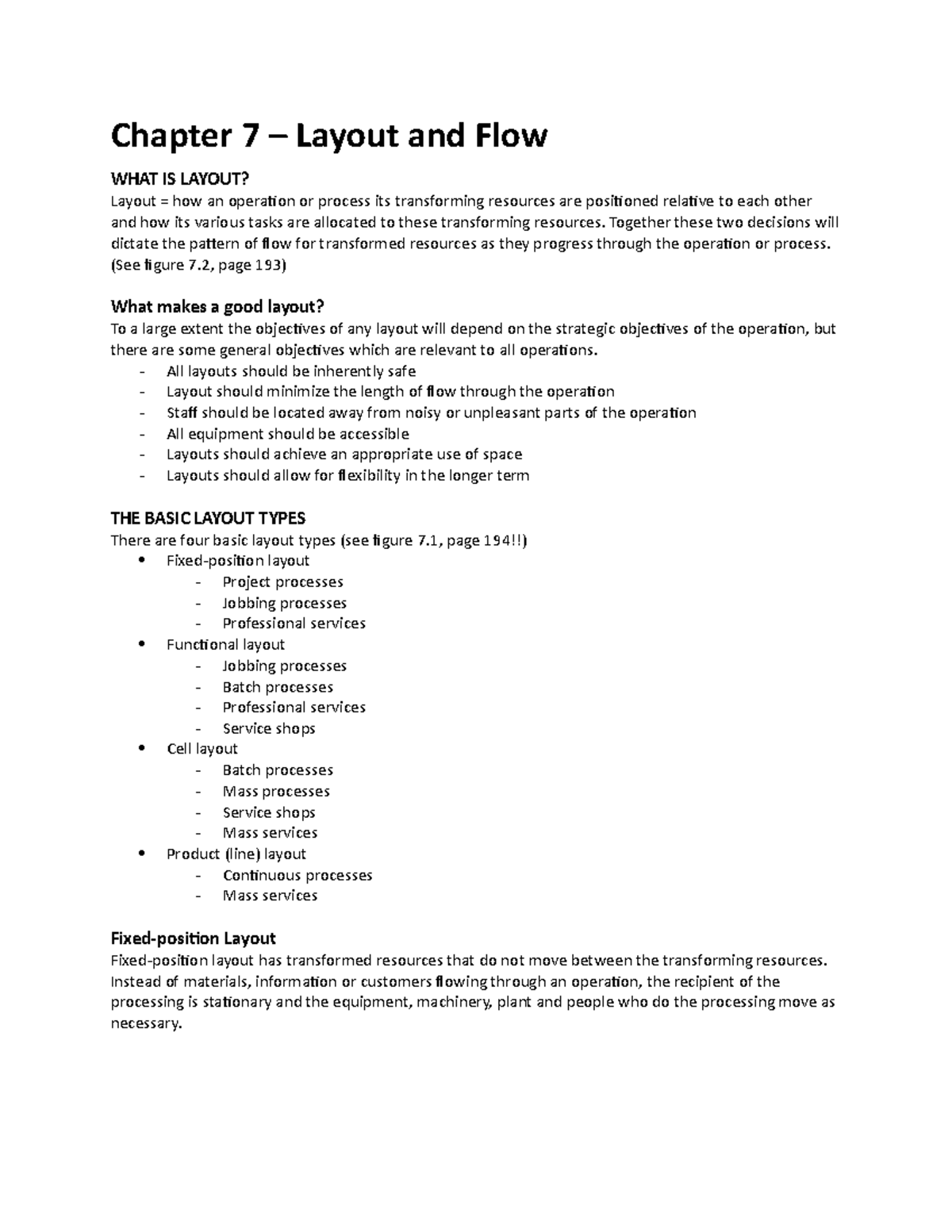 Operations Management - Chapter 7: Analyzing Layout & Flow Principles ...