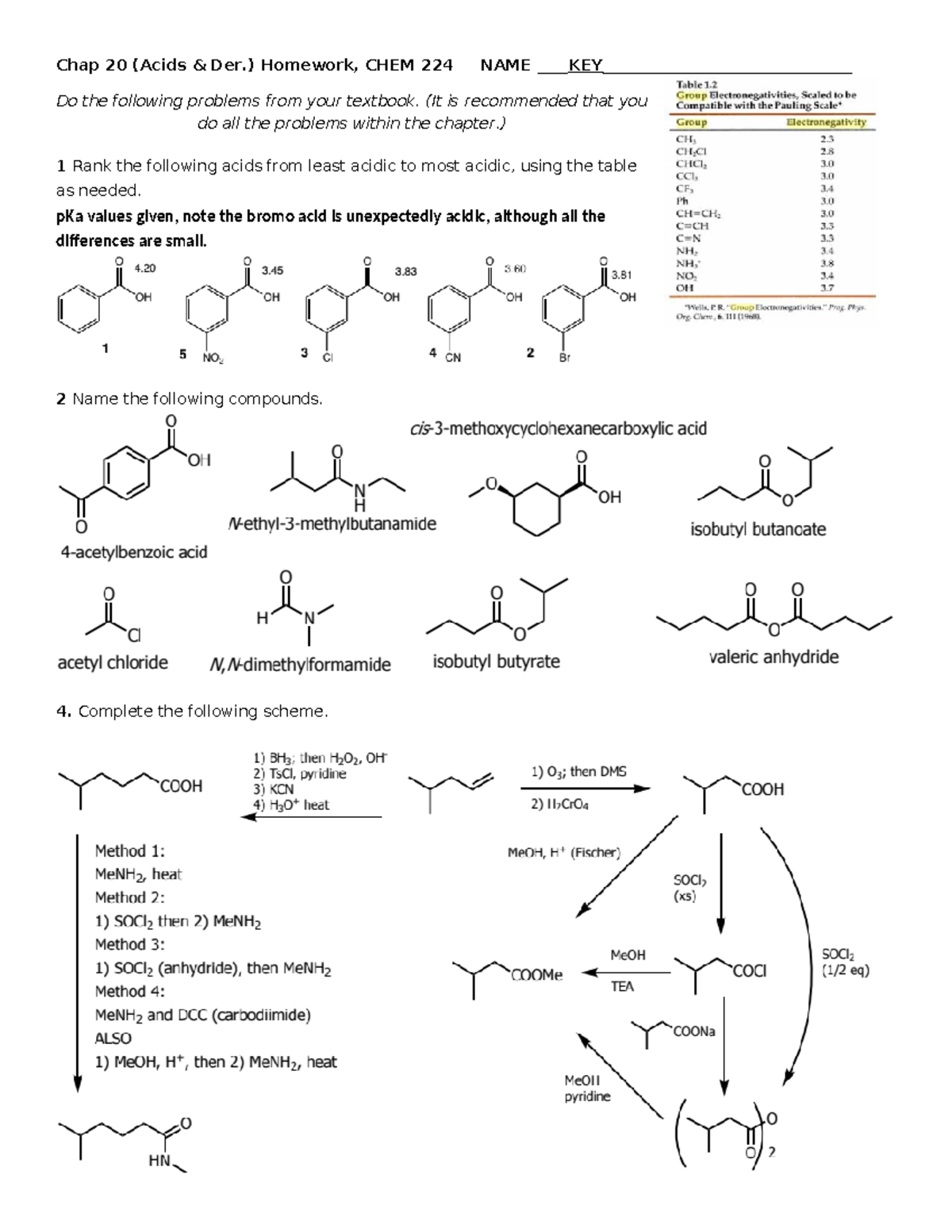 Chap 20 Acids & Derivatives Homework Solutions, CHEM 224 - Studocu