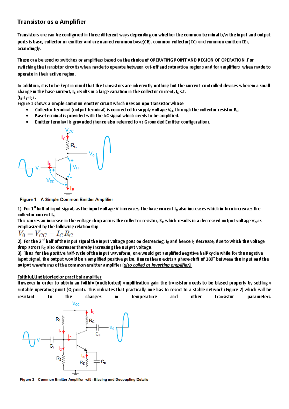 Lecture 2.1.3: Understanding Transistors as Amplifiers in Circuits ...