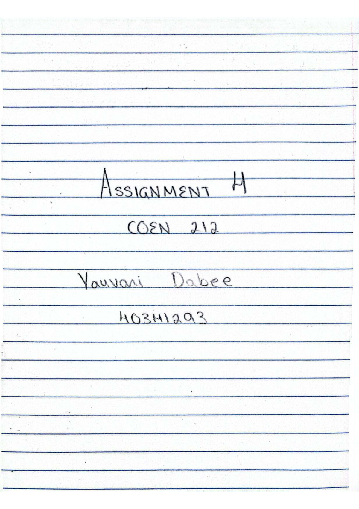 Assignment 4 Notes for COEN212 - Yauvanid - Studocu