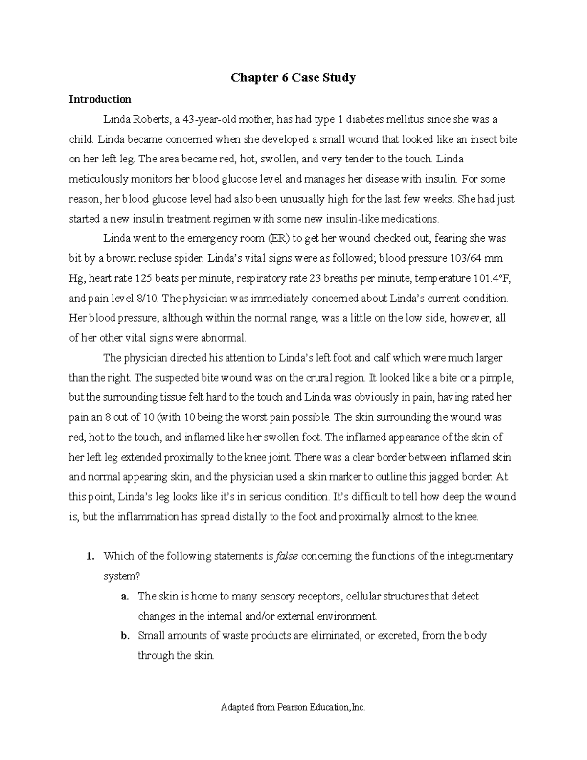 Chapter 6 Case Study Analysis and Answer Key for Diabetes Complications ...