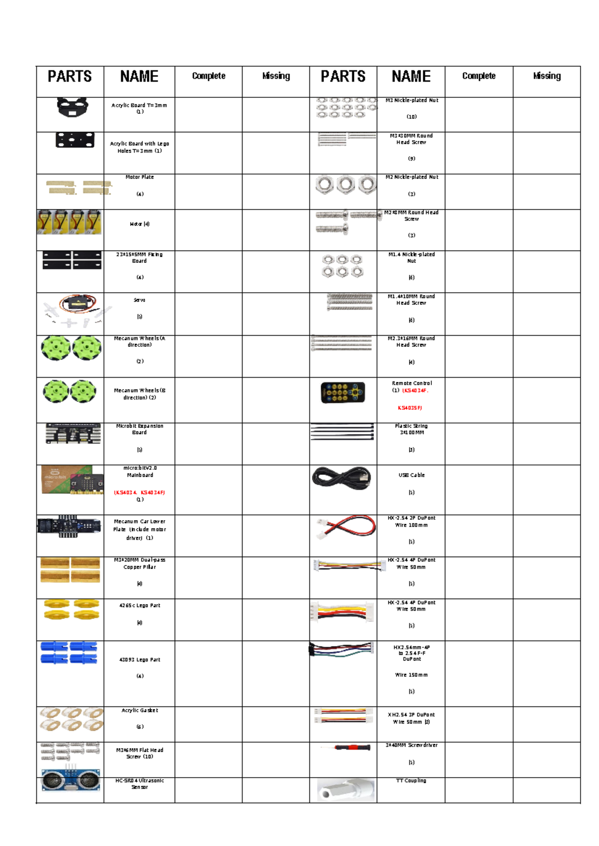 Microbit Parts Inventory List: Complete & Missing Components - Studocu