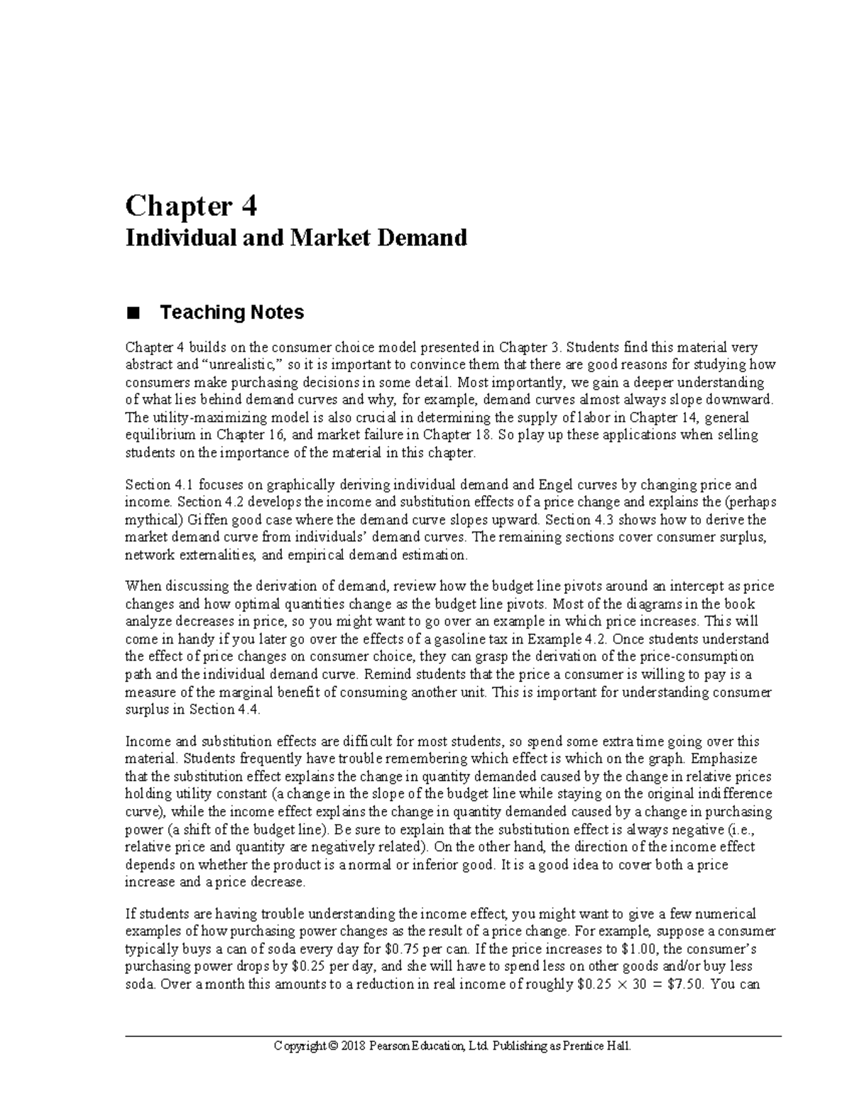 Chapter 4 Teaching Notes: Individual and Market Demand Analysis ...