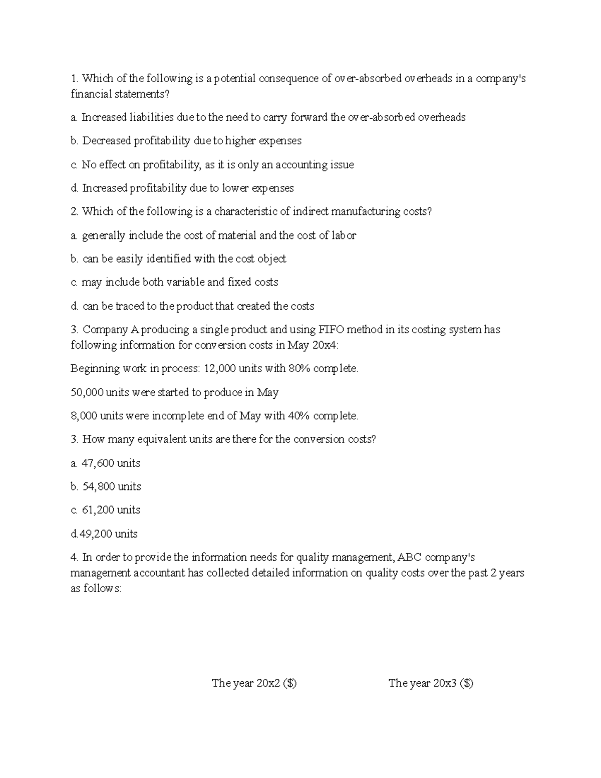 Midterm Exam Testbank for Cost Accounting (ACC 101) - Studocu