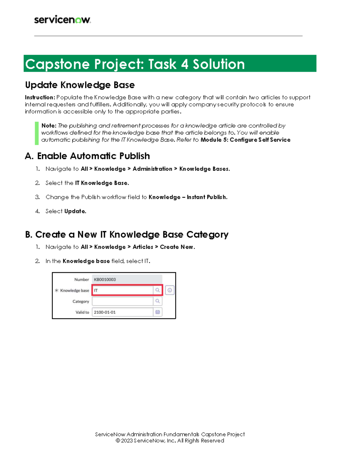 Capstone Project: Task 4 - IT Knowledge Base Update Guide - Studocu
