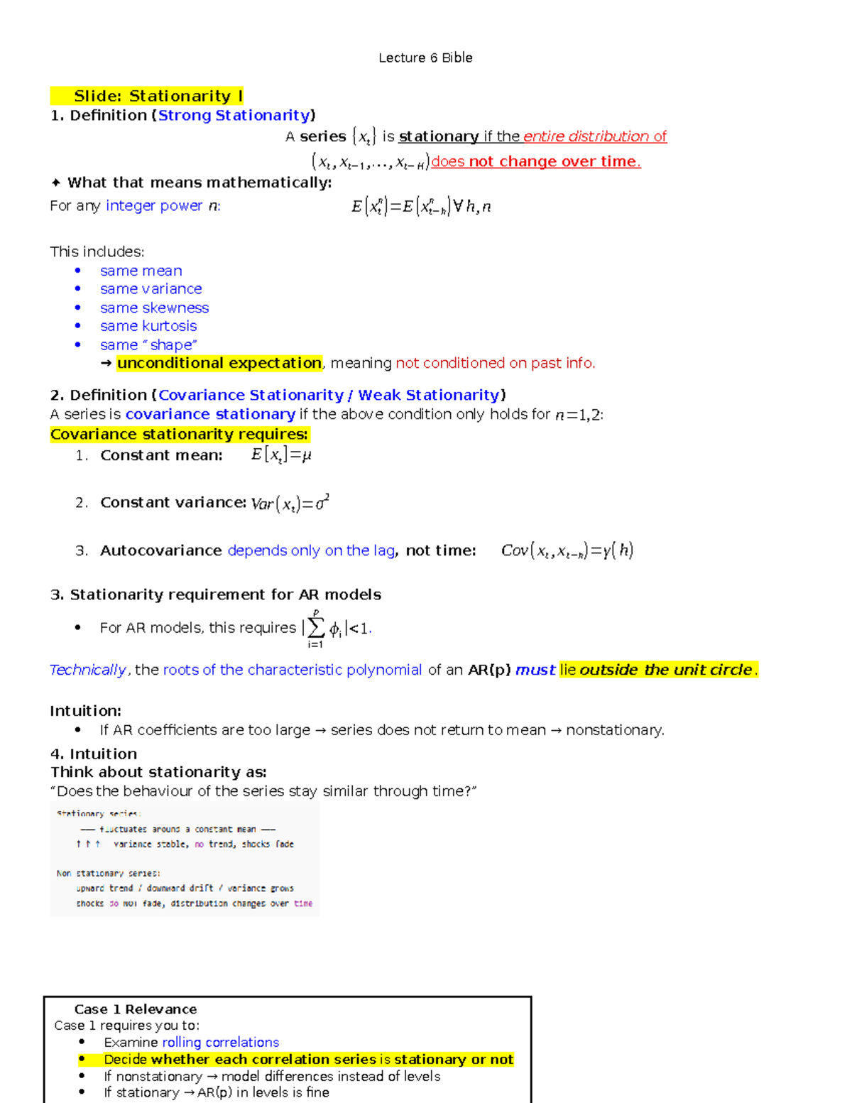Lecture 6 Bible: Understanding Stationarity and AR Models - Studocu