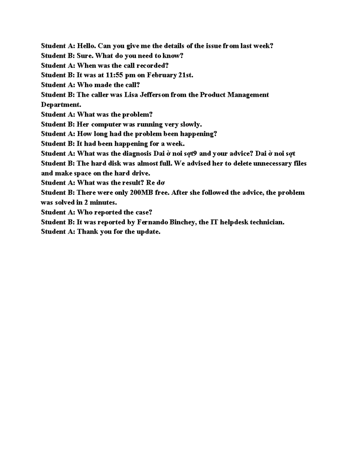 IT Helpdesk Case Study: Call Details & Resolution (N - sffw) - Studocu