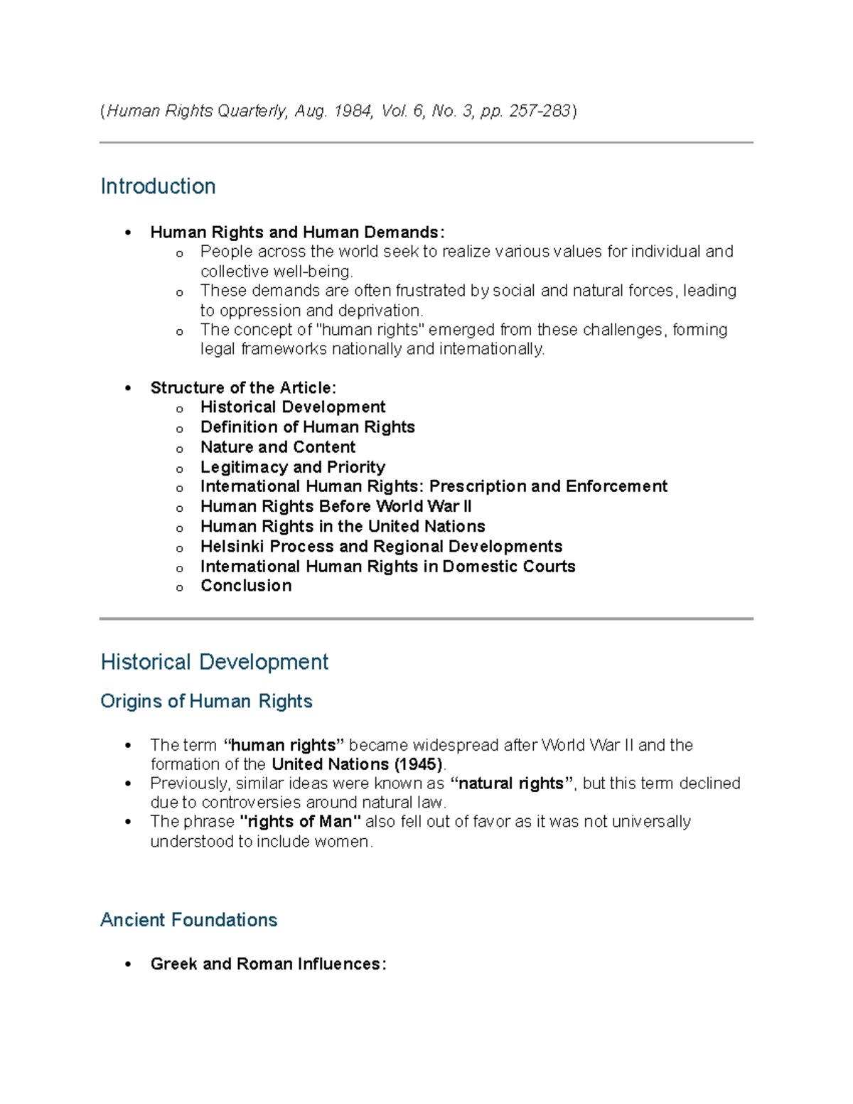 Human Rights Insights – Analyzing Evolution & Challenges (HR 101) - Studocu