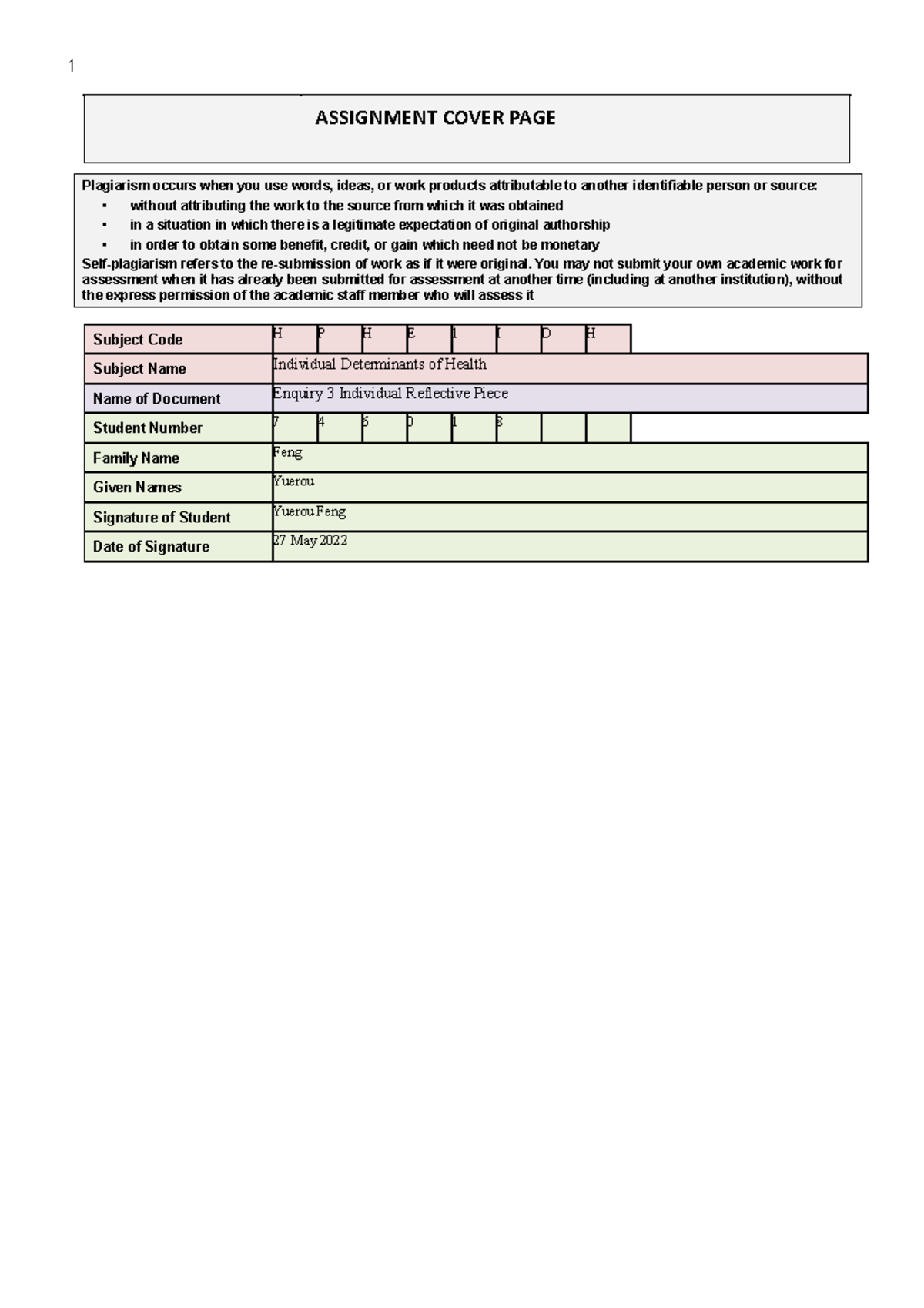 IDH assignment 3 - just in case, I just write it for my friends. - 1 ...