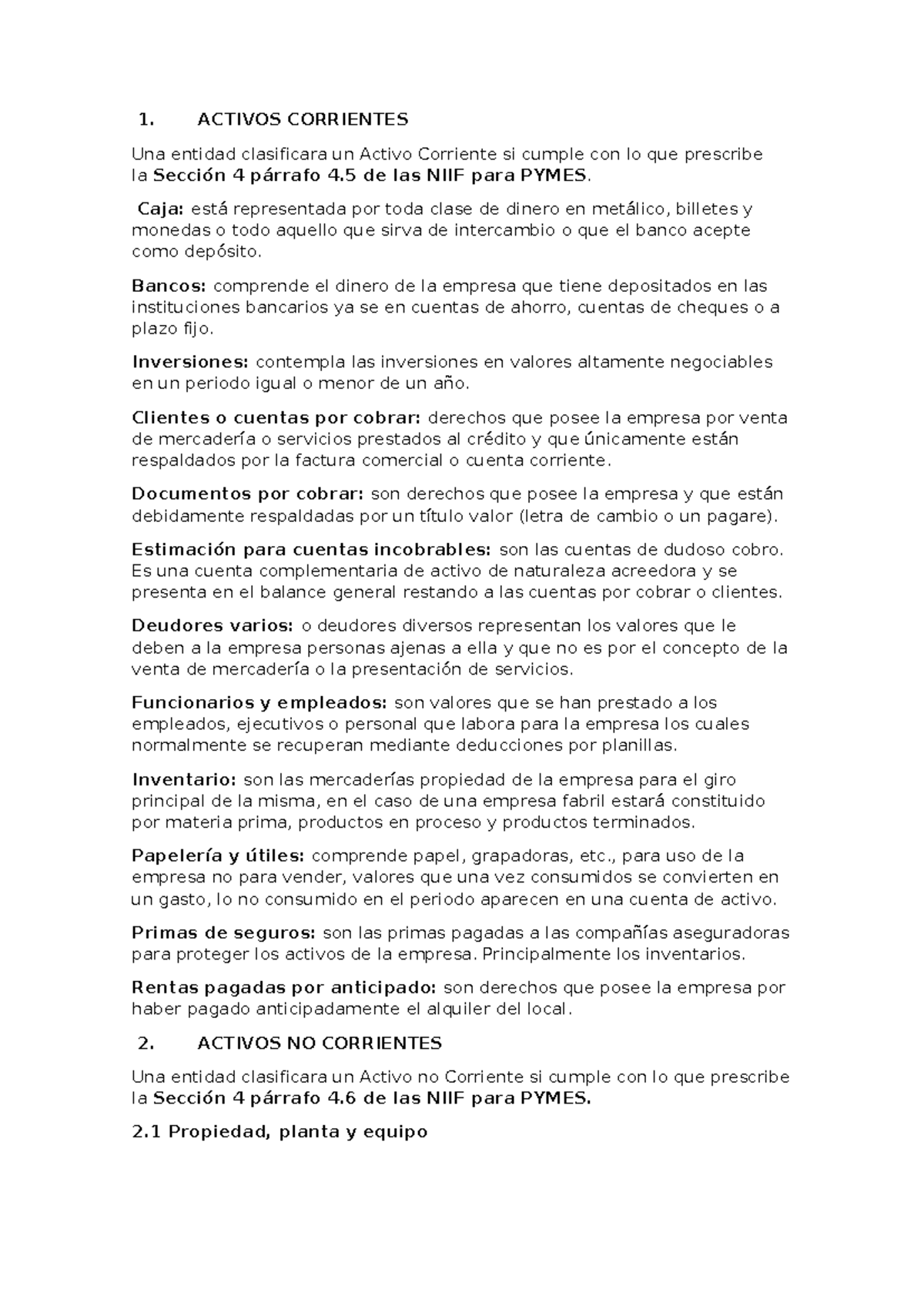 Manual Contable: Activos Corrientes y No Corrientes según NIIF para ...