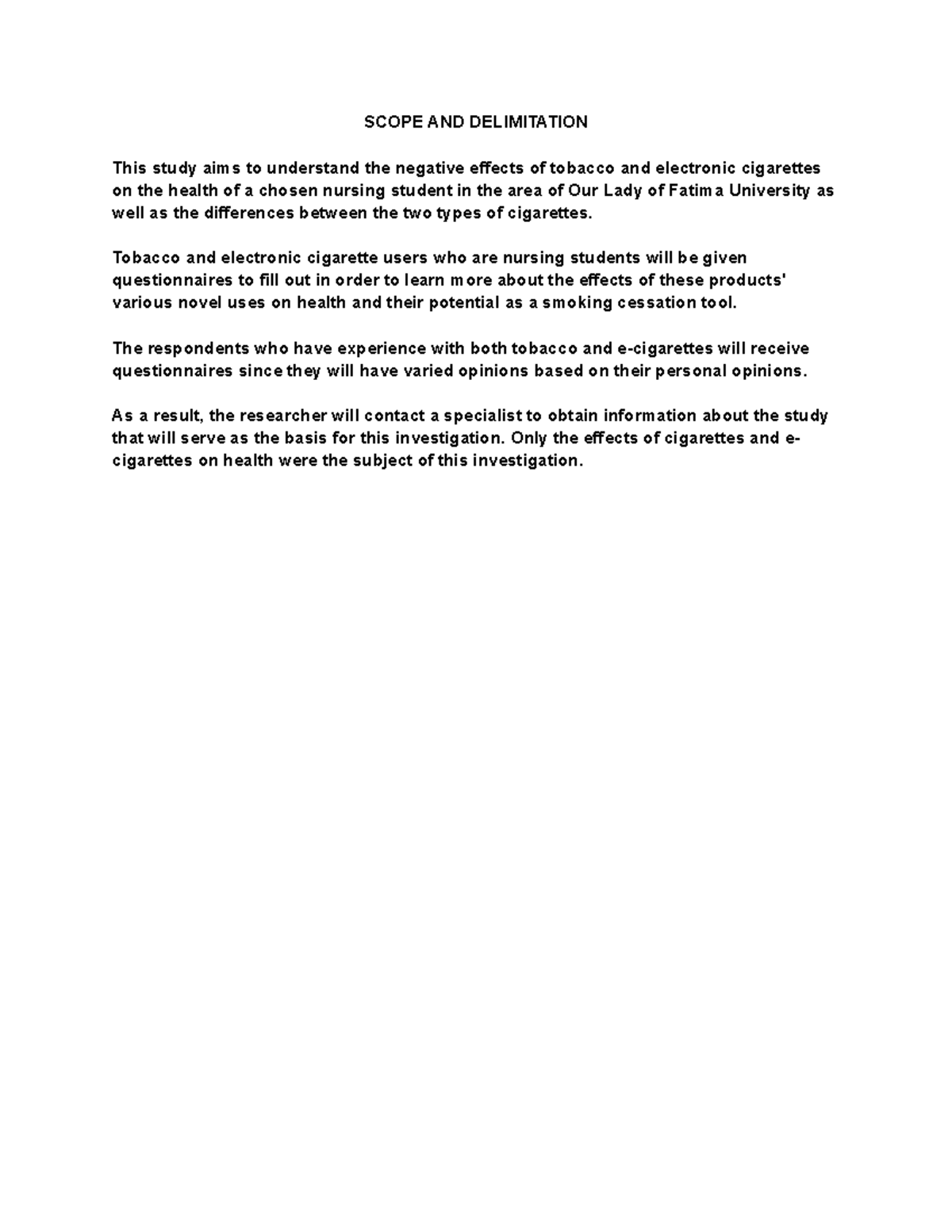 Scope-AND- Delimitation - SCOPE AND DELIMITATION This study aims to ...