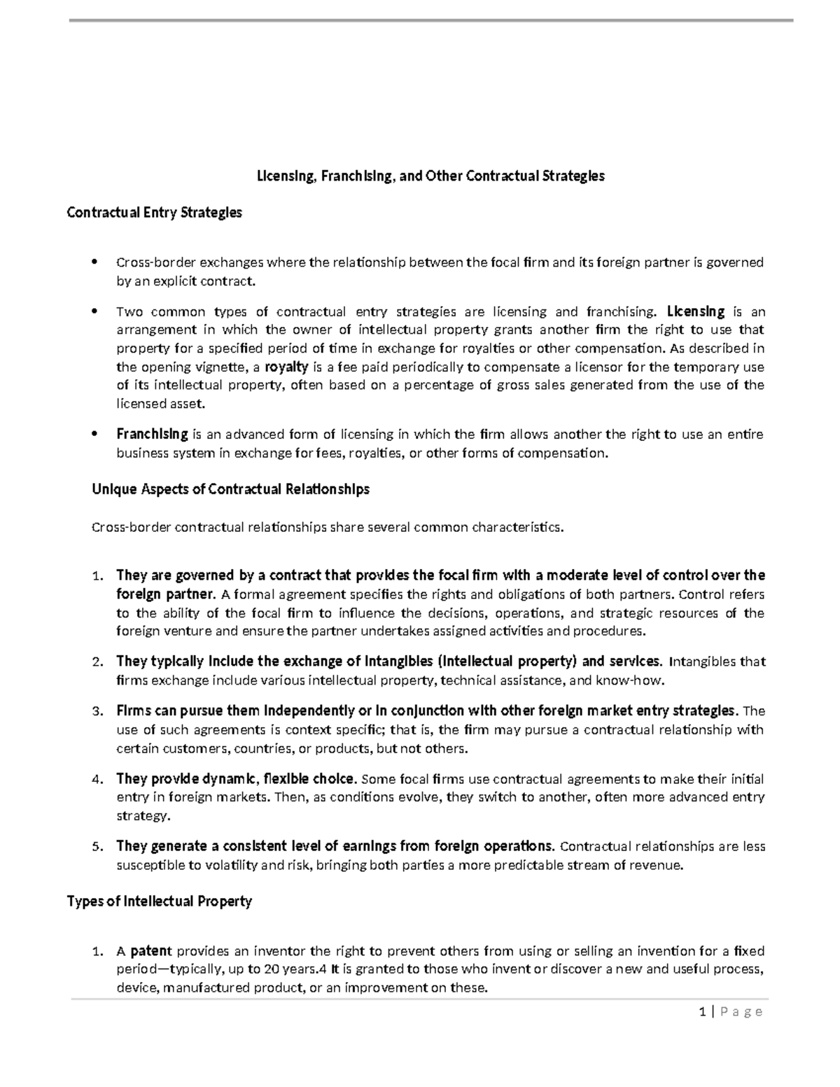 Licensing and Franchising Strategies: Key Contractual Insights - Studocu