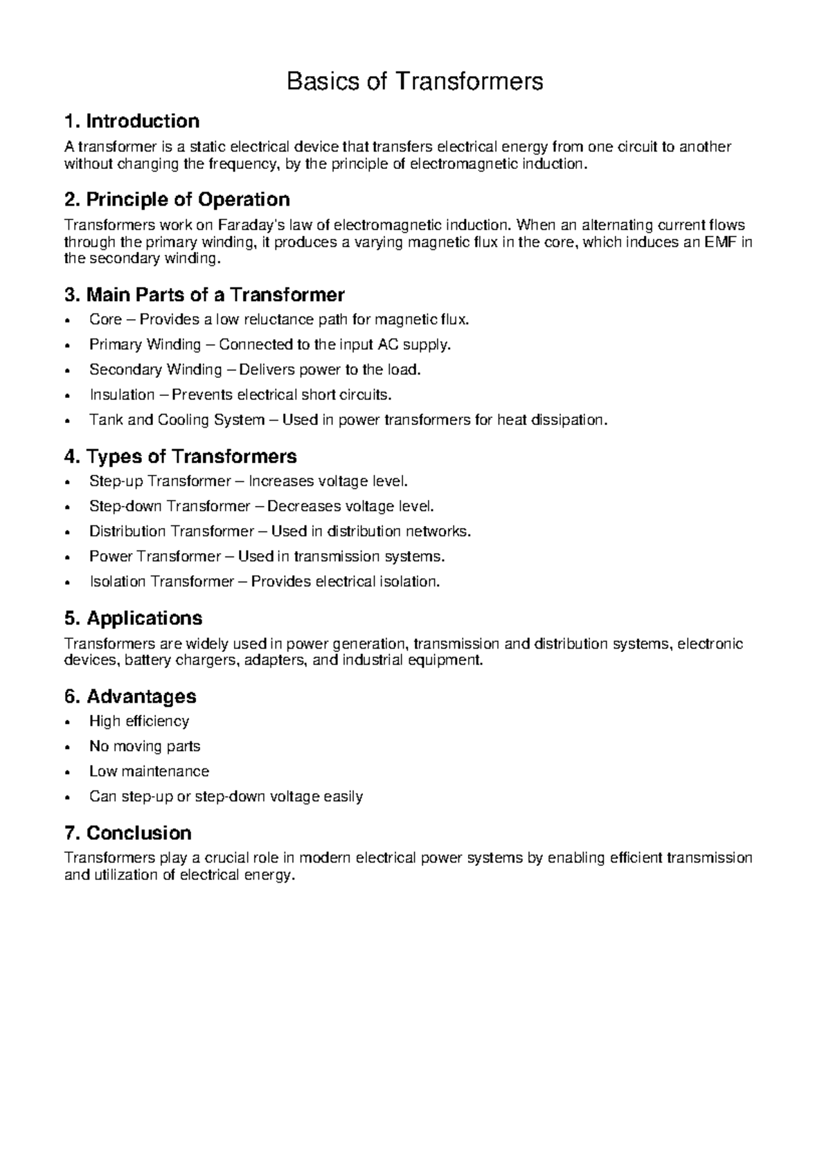 Basics of Transformers: Key Concepts and Applications Notes-1 - Studocu