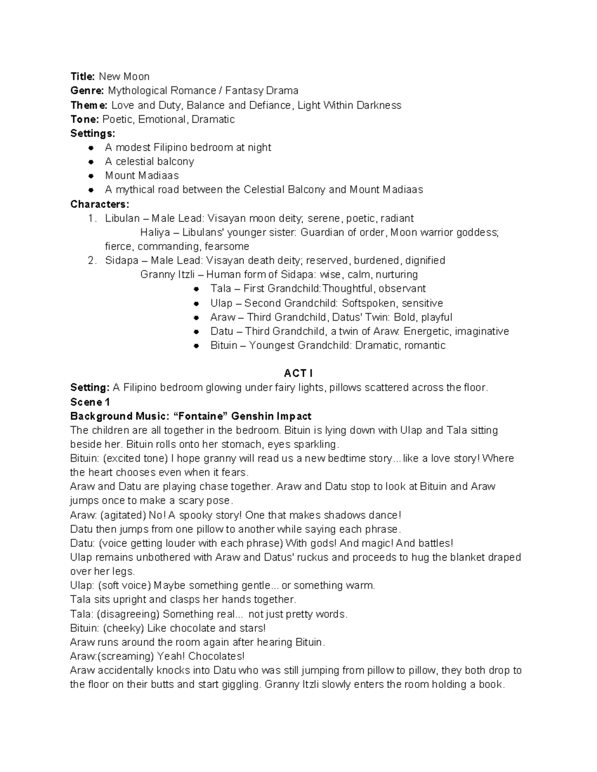 New Moon (Mythological Romance) - Script Analysis and Themes - Studocu