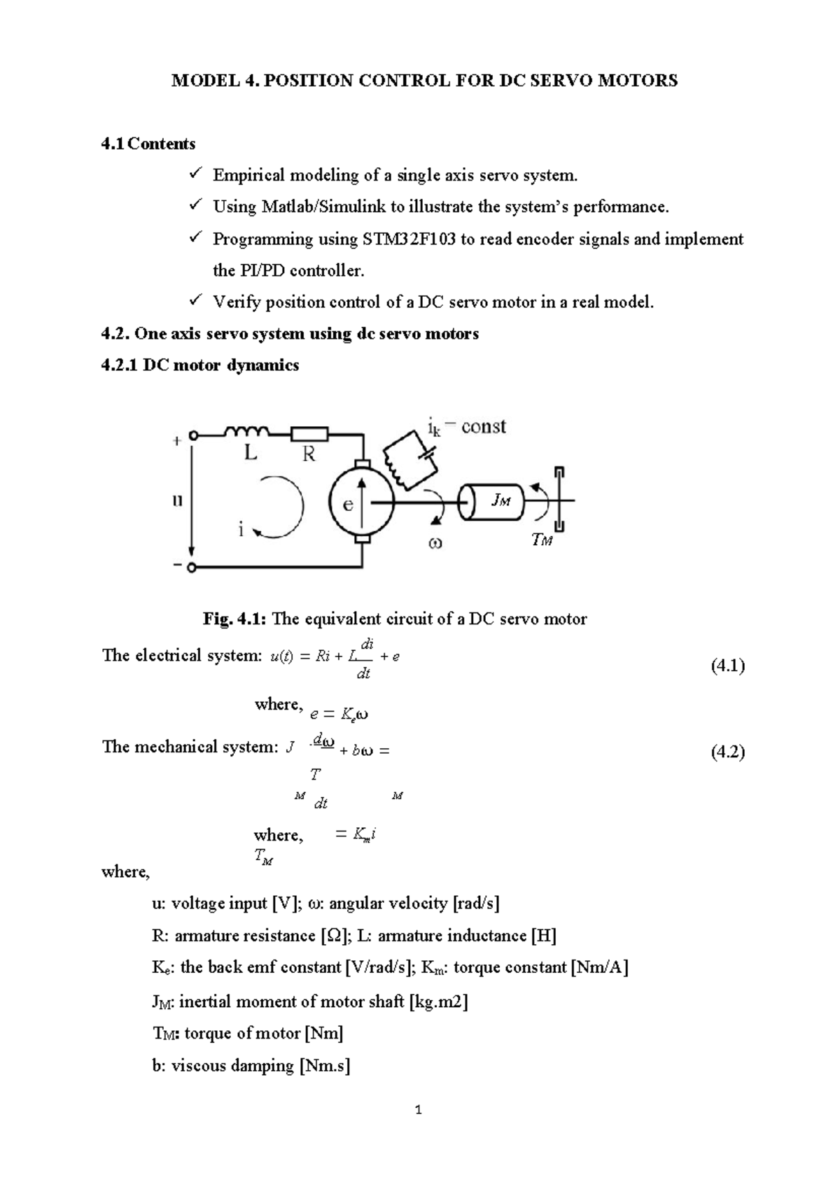M4. Position Control for DC Servo Motors: A Comprehensive Guide - Studocu