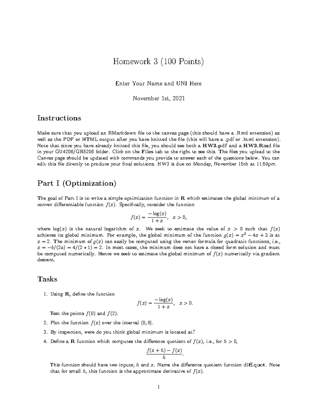 Homework3 QuestionHomework3 Question - Homework 3 (100 Points) Enter ...