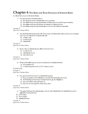 Chapter 6 The Risk and Term Structure of Interest Rates - Chapter 6 The ...