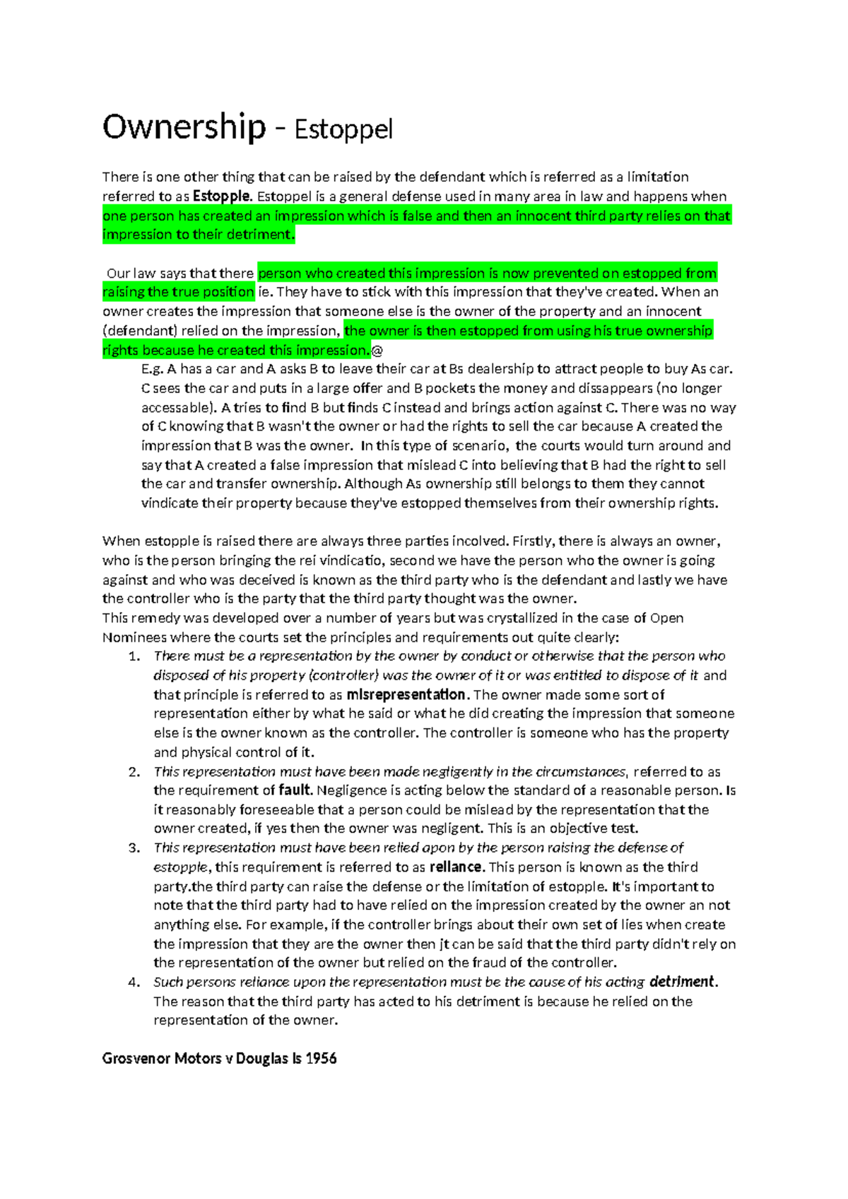 Ownership and Estoppel in Law: A Comprehensive Overview (LAW 12) - Studocu