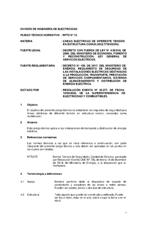 RPTD 01: Normas Técnicas sobre Tensiones y Frecuencias Eléctricas - Studocu