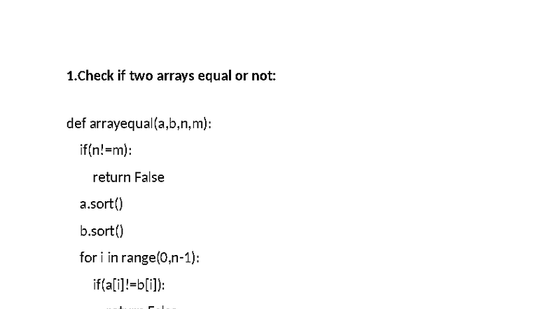 Python Programs: Array Comparisons & Analysis (CS101) - Studocu