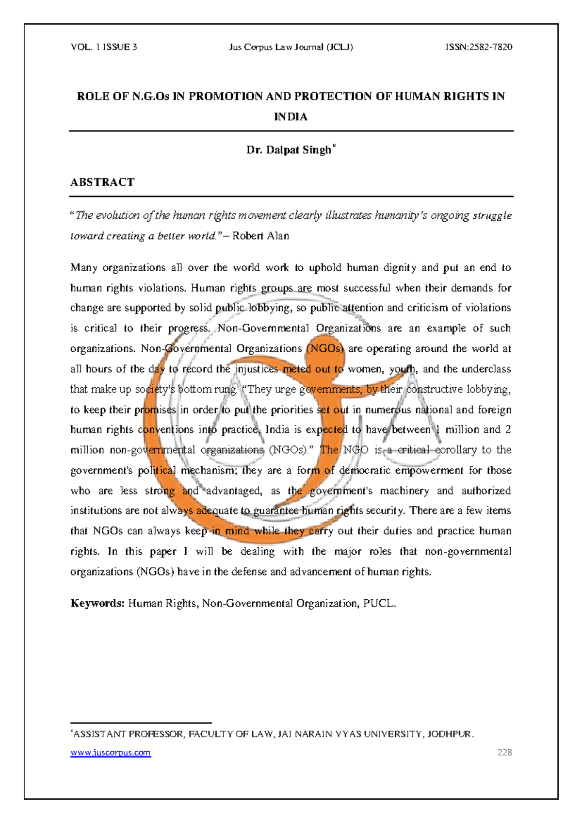 26 - Role of NGOs in Promotion of Human Rights in India: An Overview ...