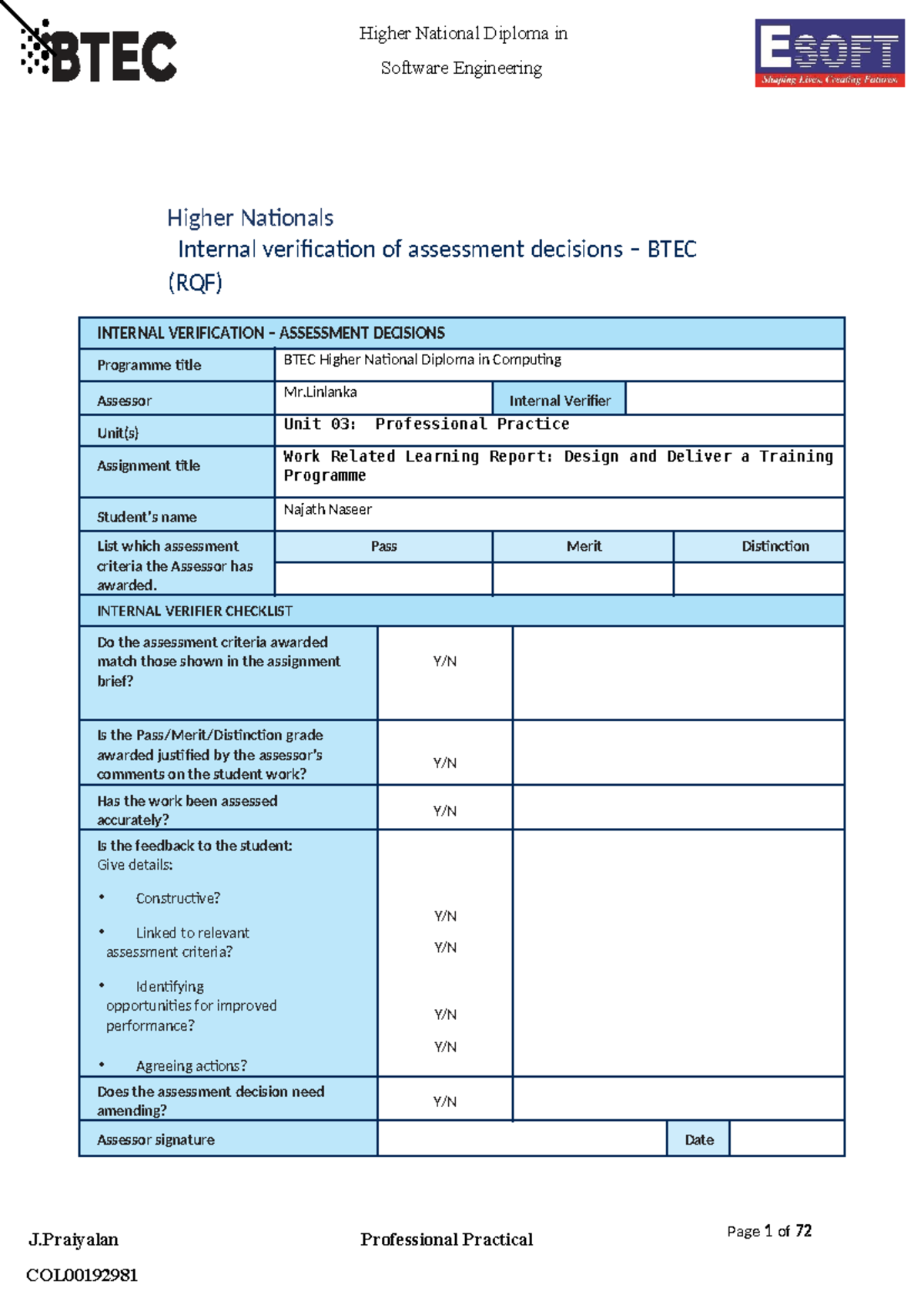 proffesional practice - Software Engineering Page 1 of 72 J ...