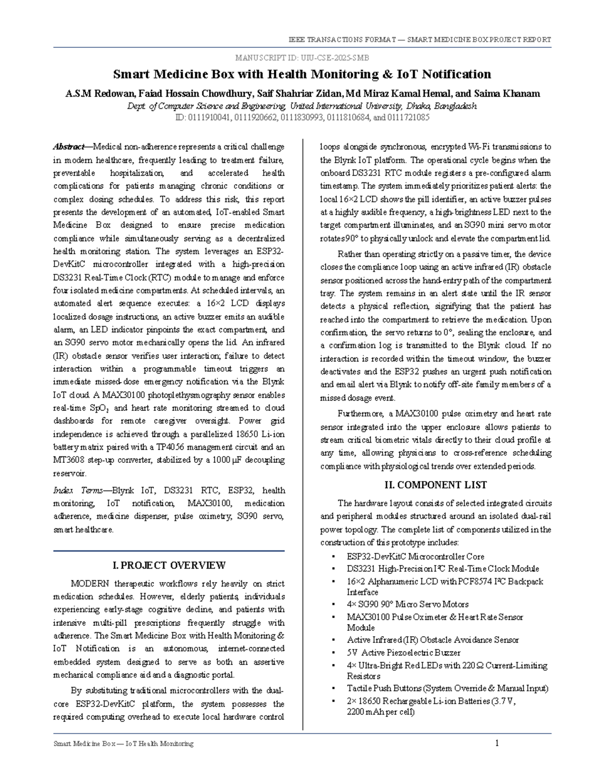 Smart Medicine Box IoT Health Monitoring Project Report - Studocu