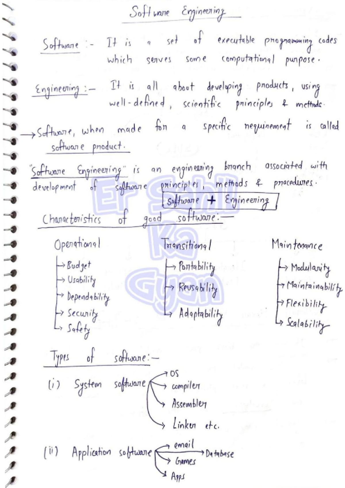 Software engineering sample notes - Software Engineering Software It is ...