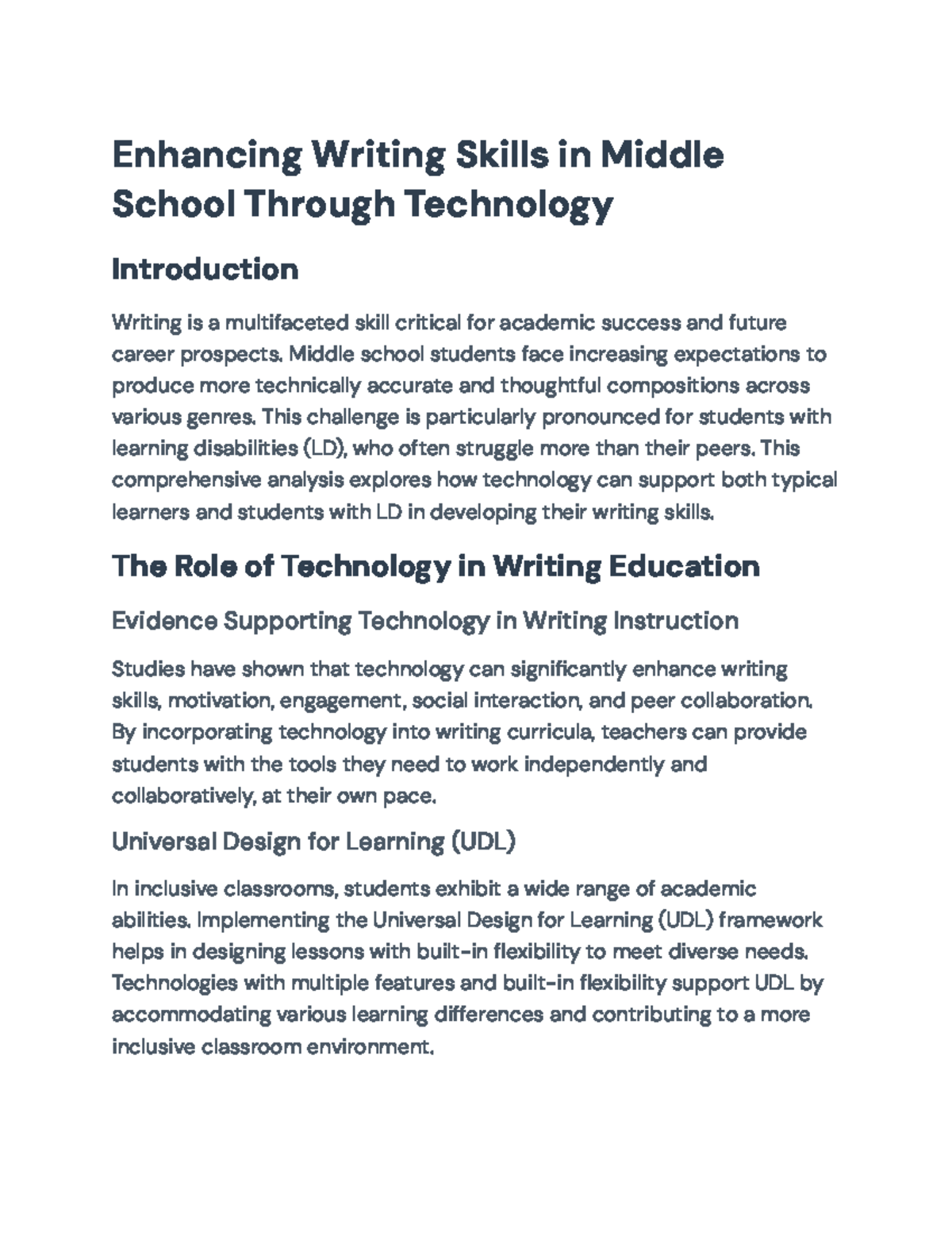 Enhancing Writing Skills in Middle School Through Technology: A Guide ...