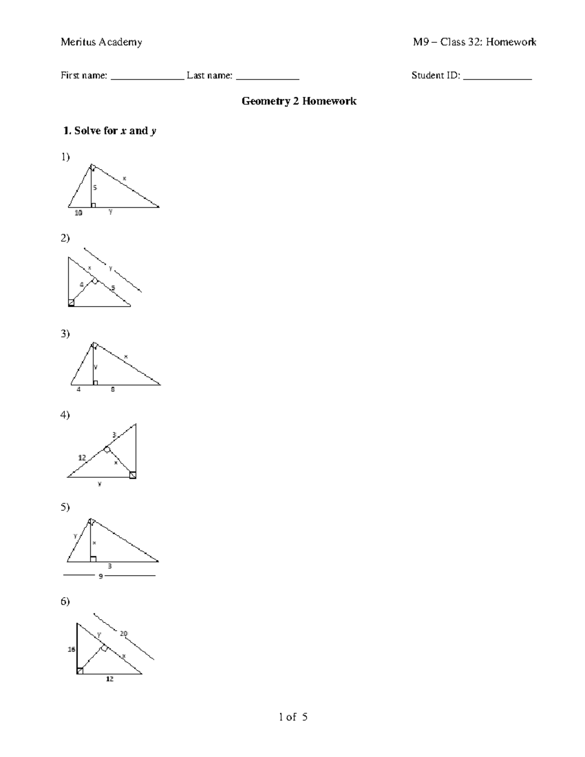 Class 32 M9 Geometry Homework Assignment (Apr 29 - May 04) - Studocu