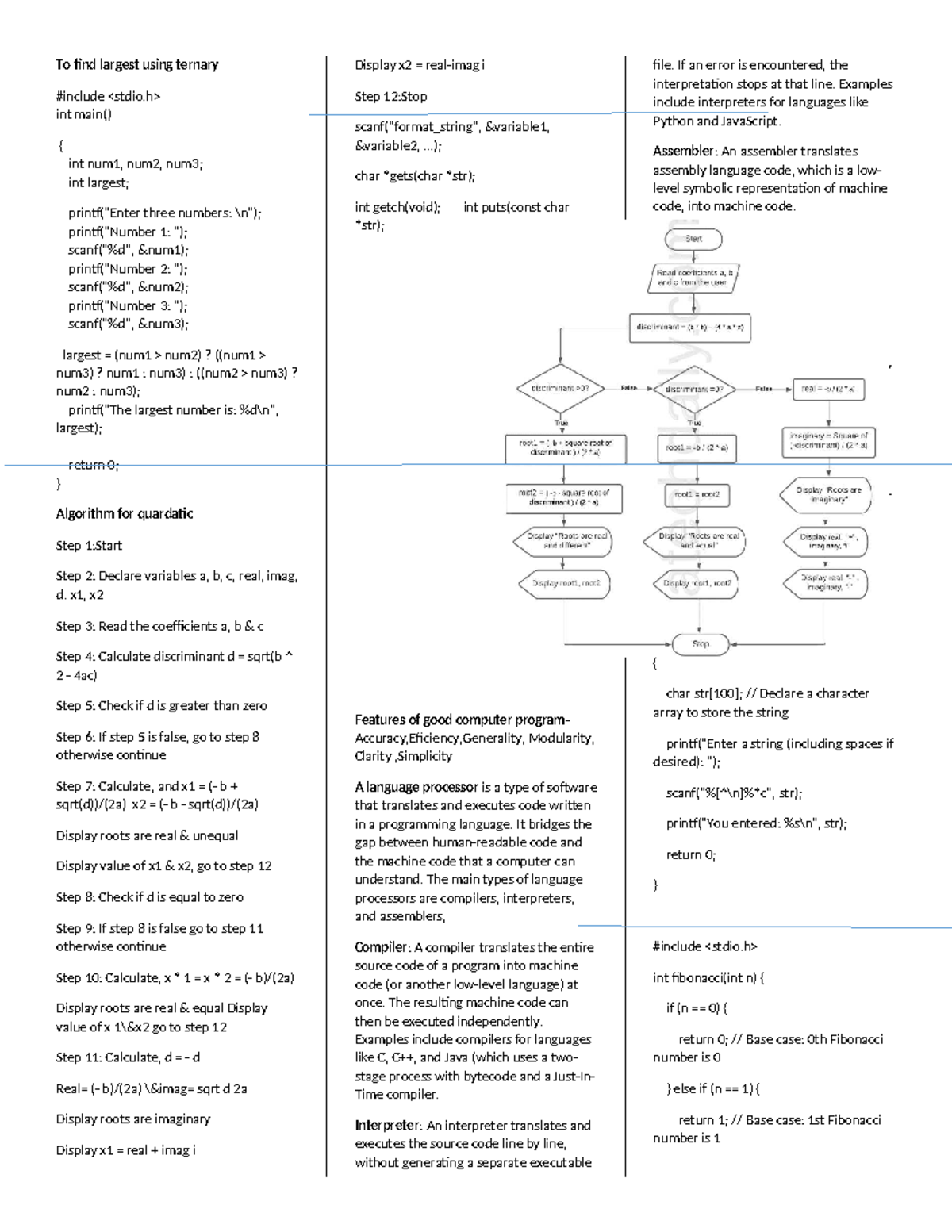 C Programming Final Exam - Short Notes on Key Concepts - Studocu