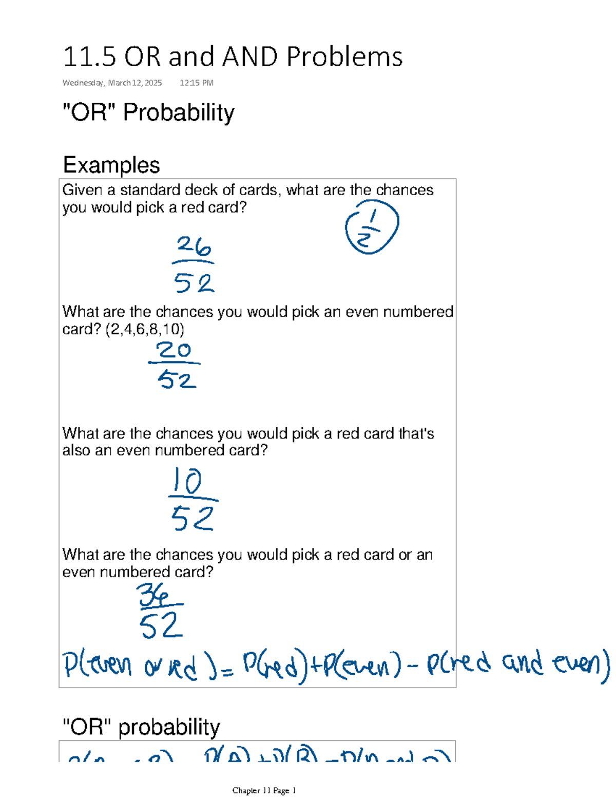 Probability Concepts: 'OR' and 'AND' Problems - Chapter 11 - 