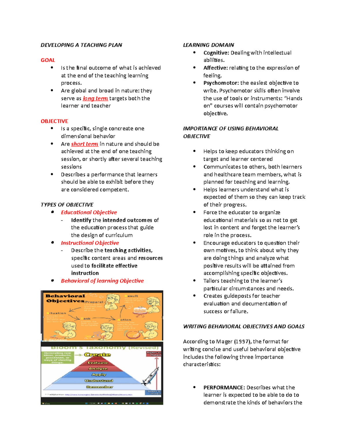 Creating an Effective Teaching Plan: Goals & Objectives Guide - Studocu