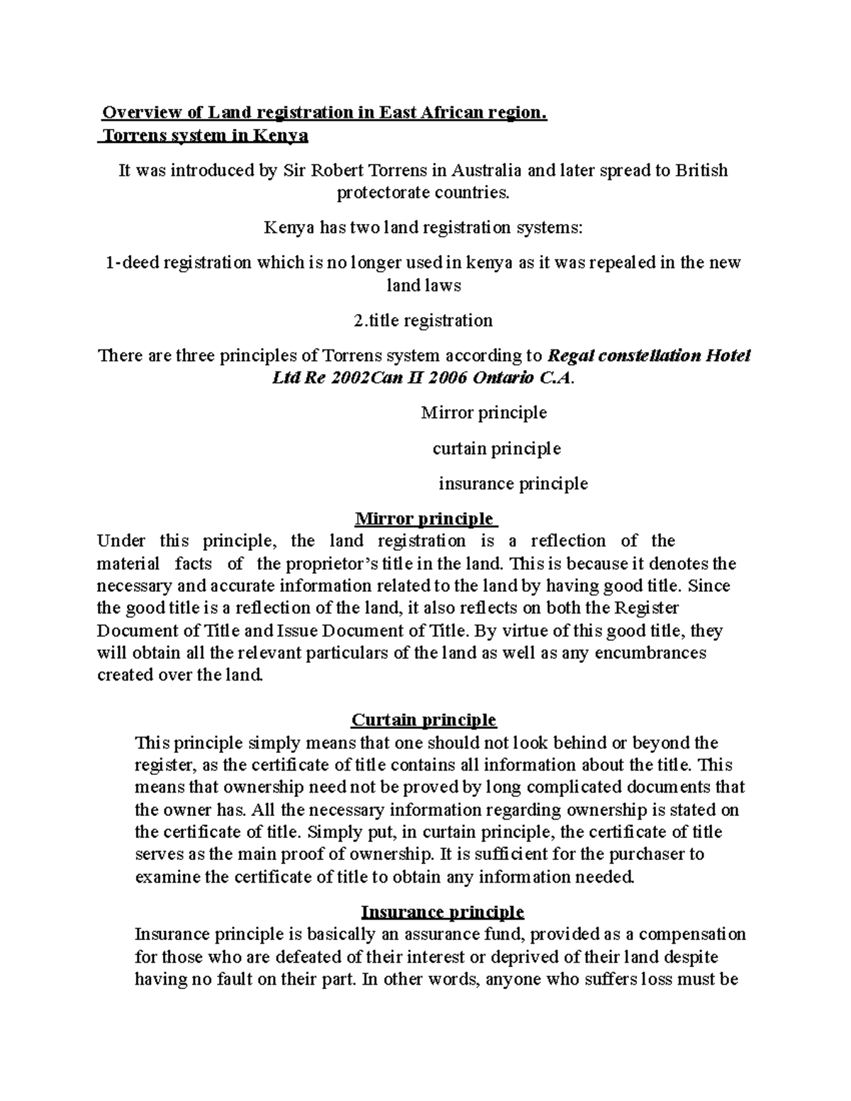 Land Registration in East Africa: An Overview of the Torrens System ...