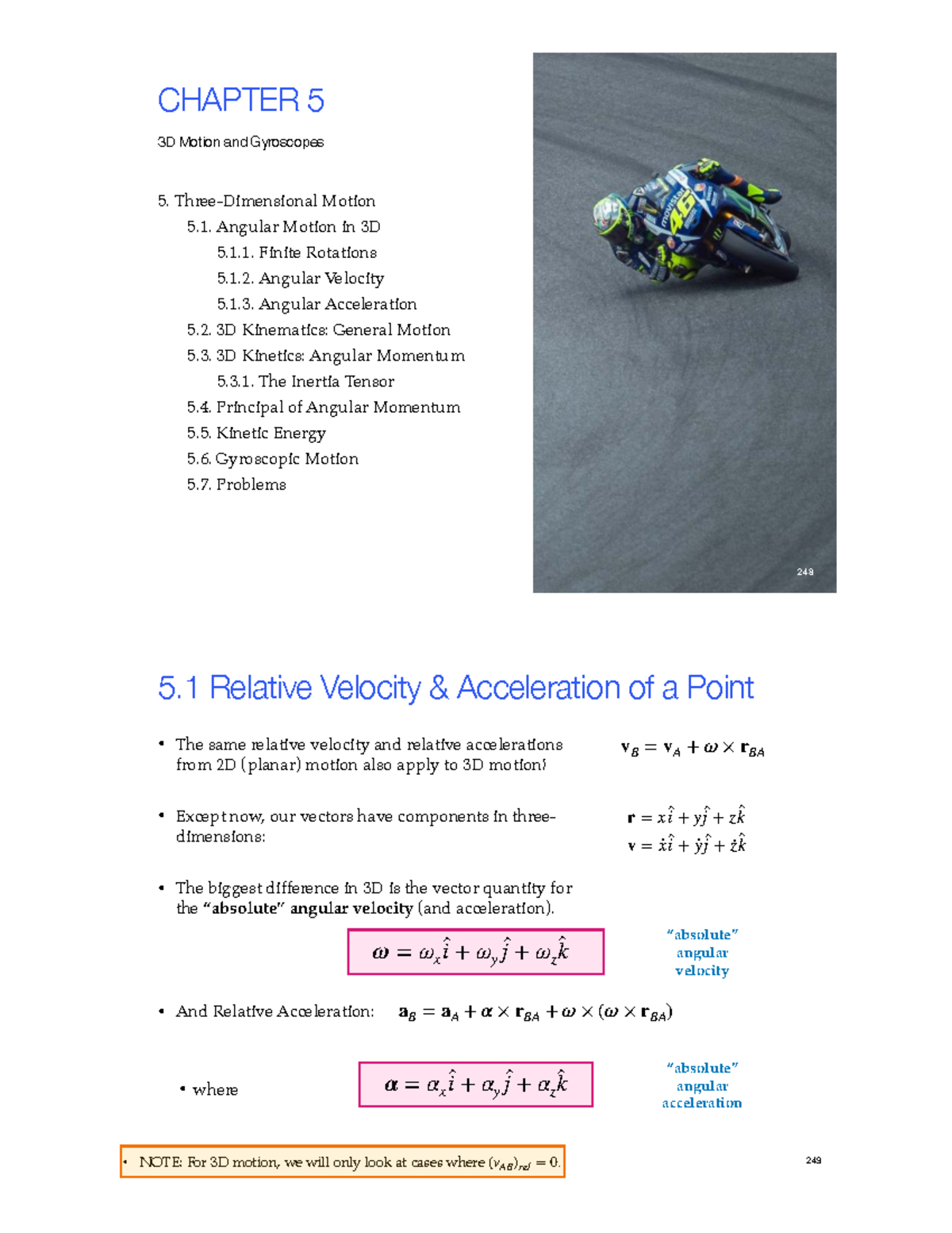 MAAE2101 - Chapter 5: 3D Motion and Gyroscopic Dynamics - Studocu