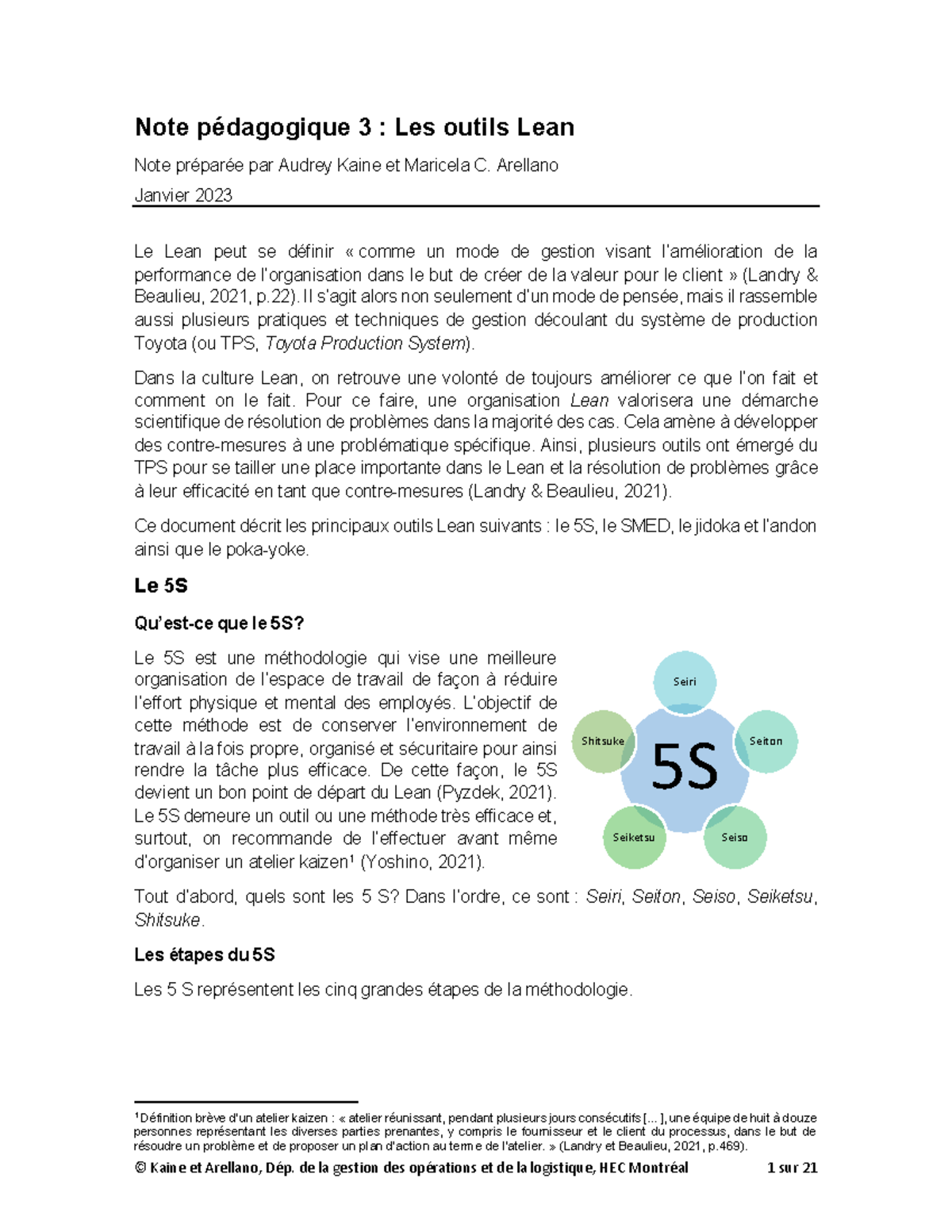 S5 Note Pedagogique Outils Lean vf 2fev2023 - Note pédagogique 3 : Les ...