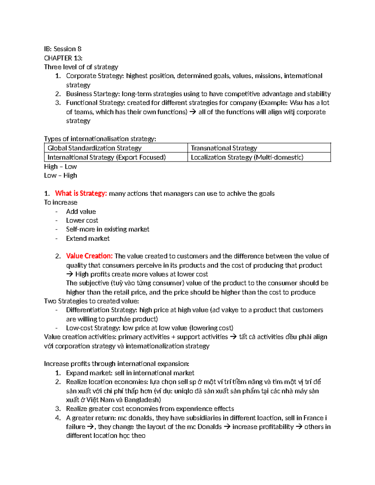 IB - International Business Term 1 2025 Session 8 Notes on Strategy ...