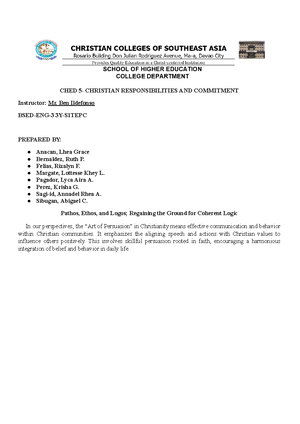 Sample Portfolio Format and FS Portfolio Rubrics - CHRISTIAN COLLEGES ...