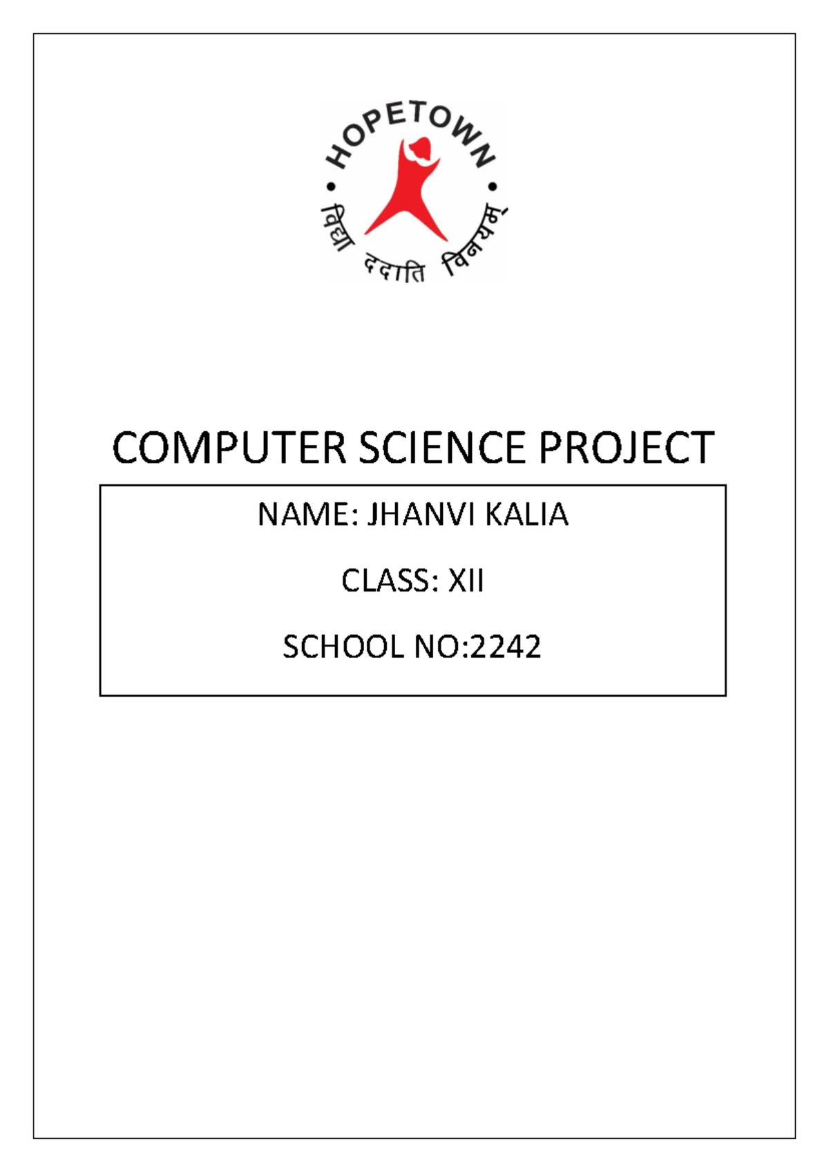 Class XII Computer Science Project: Java Programming Concepts - Studocu